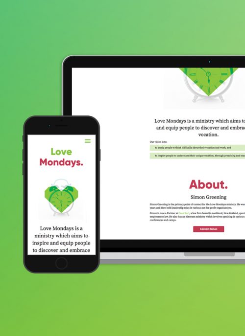 Screenshots of Love Mondays website on laptop and mobile screens